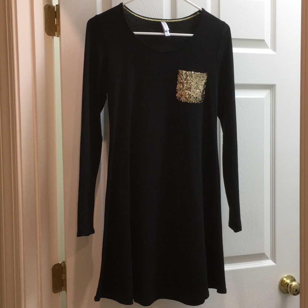 Black dress with gold sequins